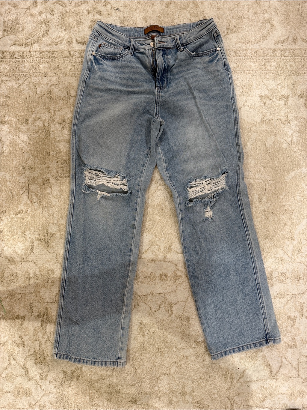 Judy Blue Light Blue Distressed Boyfriend Jeans